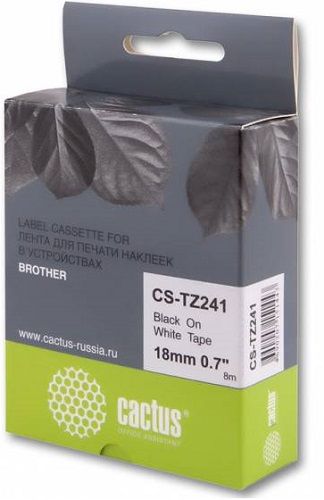 Лента ламинирования Brother TZ241 для P-Touch 18mm черный шрифт на белом фоне