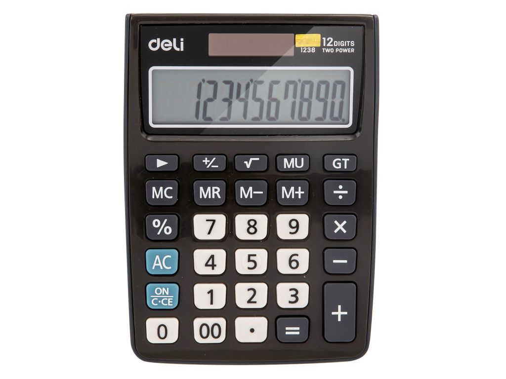 Калькулятор настольный Deli E1238black черный 12-разр.