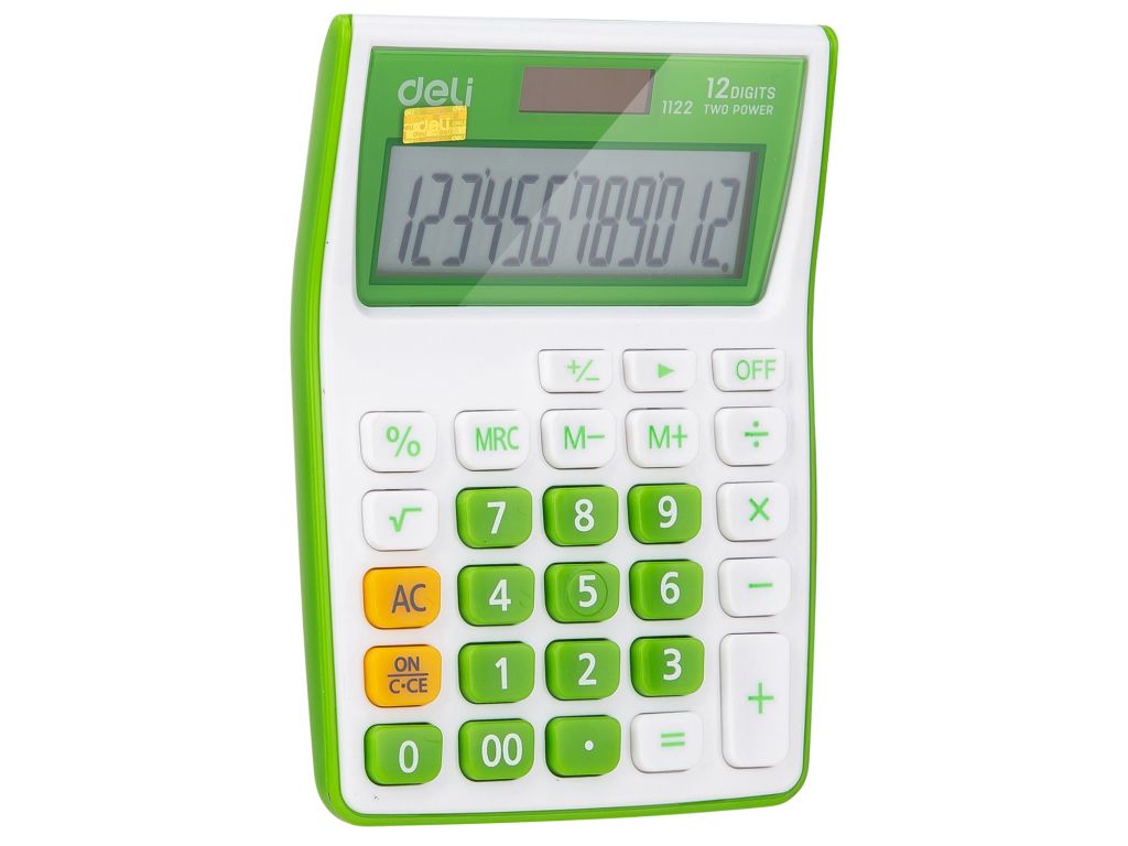 Калькулятор настольный Deli E1122/GRN зеленый 12-разр.