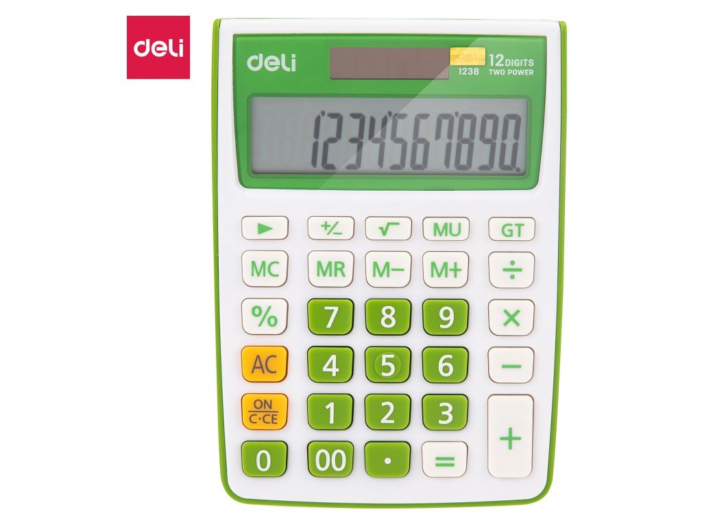 Калькулятор настольный Deli E1238/GRN зеленый 12-разр.