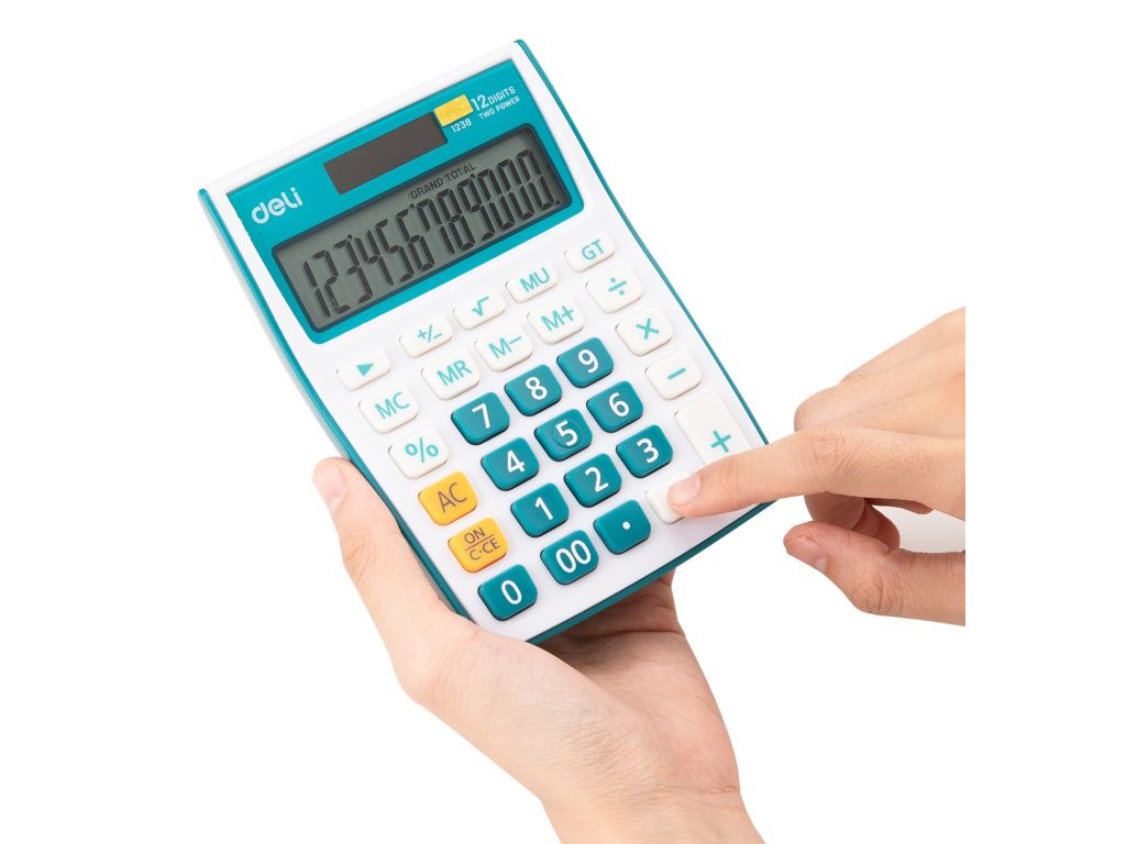 Калькулятор настольный Deli E1238/BLUE синий 12-разр.