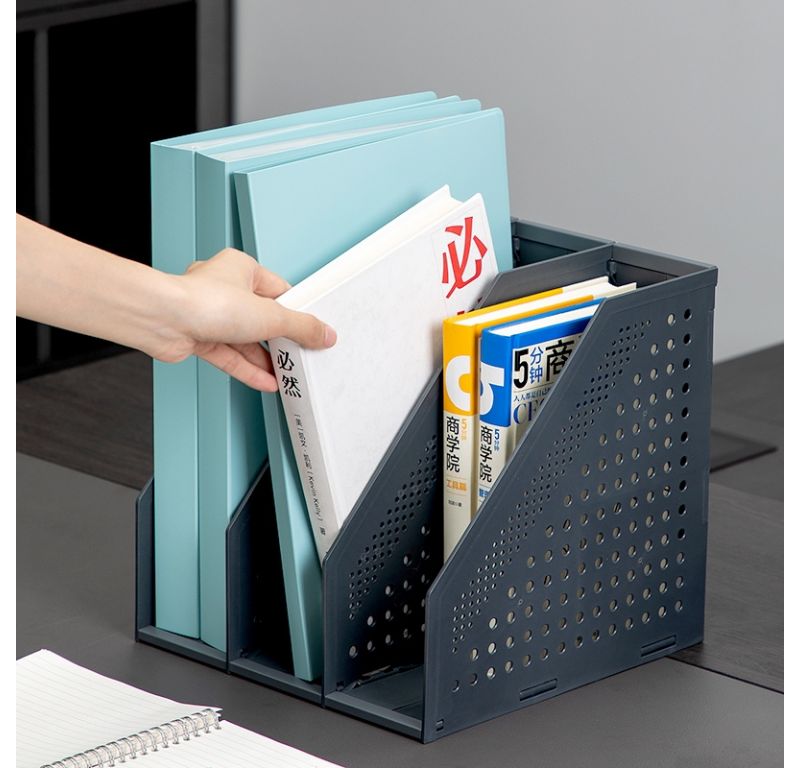 Лоток вертикальный Deli 78995DK-GREY 3отд. складной для бумаг A4 250х256х243мм темно-серый пластик