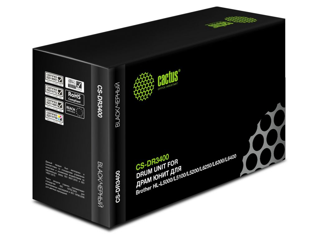 Блок фотобарабана Cactus CS-DR3400 DR-3400 черный ч/б:30000стр. для HL-L5000/L5100/L5200/L6250/L6300/L6400, DCP-L5500 Brother