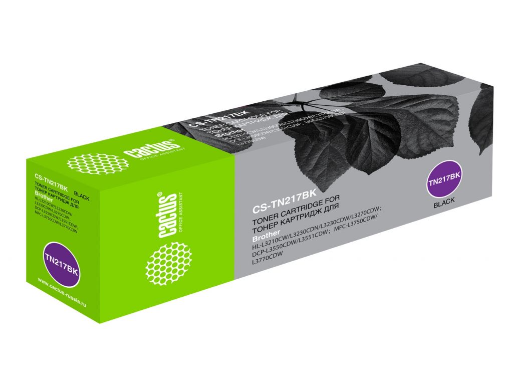 Картридж лазерный Cactus CS-TN217BK TN-217B черный (3000стр.) для Brother HL3230/DCP3550/MFC3770