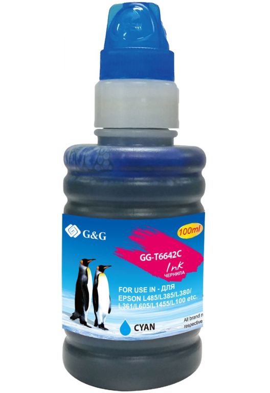 Чернила G&G GG-T6642C голубой 100мл для Epson L100, L110, L120, L130, L132, L210, L222