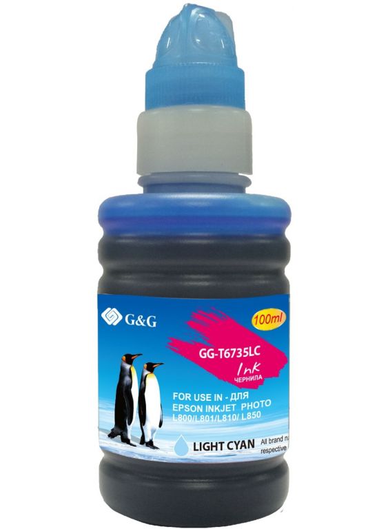 Чернила G&G GG-T6735LC светло-голубой 100мл для Epson L800, L805, L810, L850