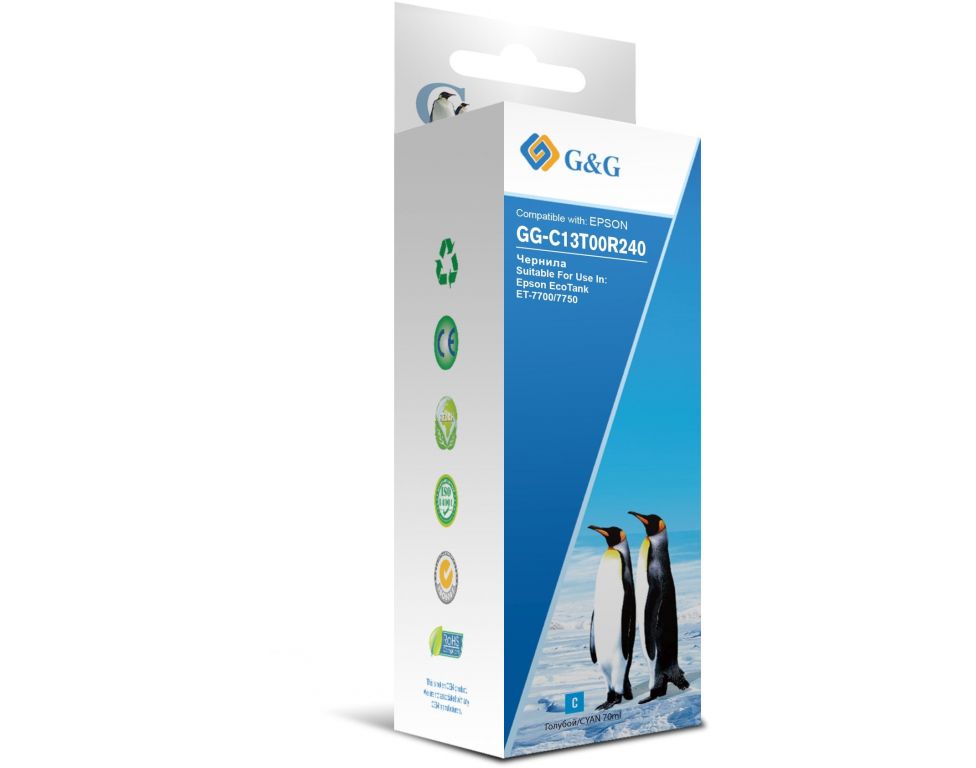 Чернила G&G GG-C13T00R240 голубой 70мл для Epson EcoTank 7700/7750