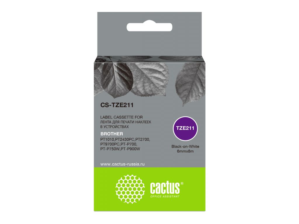 Картридж ленточный Cactus CS-TZE211 TZe-211 черный для Brother 1010/1280/1280VP/2700VP