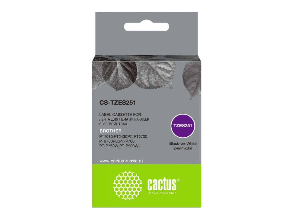 Картридж ленточный Cactus CS-TZES251 TZe-S251 черный для Brother 1010/1280/1280VP/2700VP