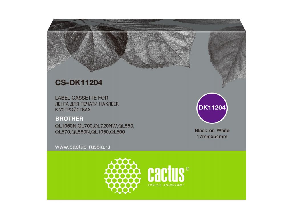 Картридж ленточный Cactus CS-DK11204 DK-11204 черный для Brother P-touch QL-500, QL-550, QL-700, QL-800