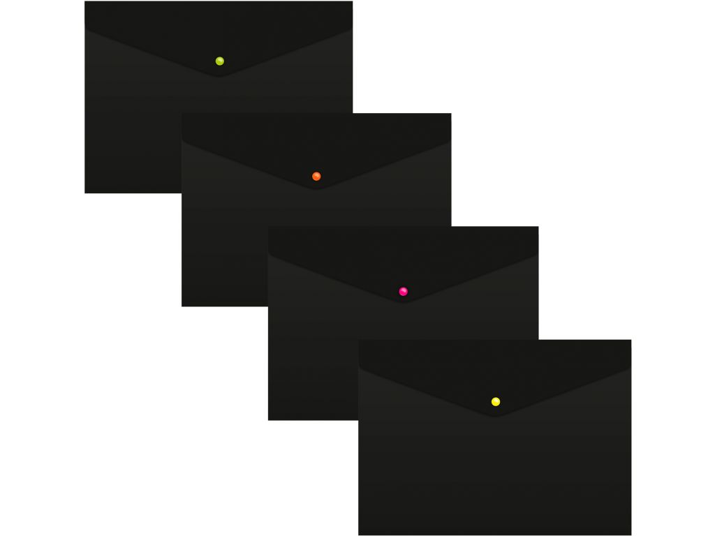 Конверт на кнопке Бюрократ Black Opal BLPK803A4/1 A4 пластик 0.18мм черный (упак.:4шт)