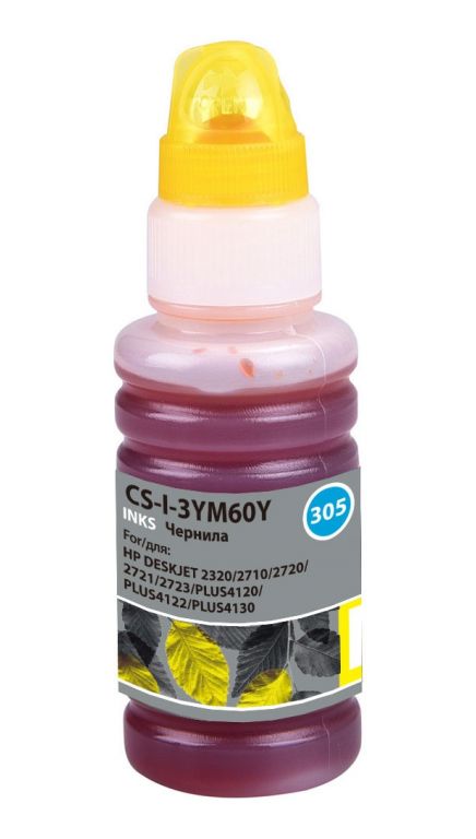 Чернила Cactus CS-I-3YM60Y №305 желтый 100мл для HP DeskJet 2710/2120/2721/2722/2723