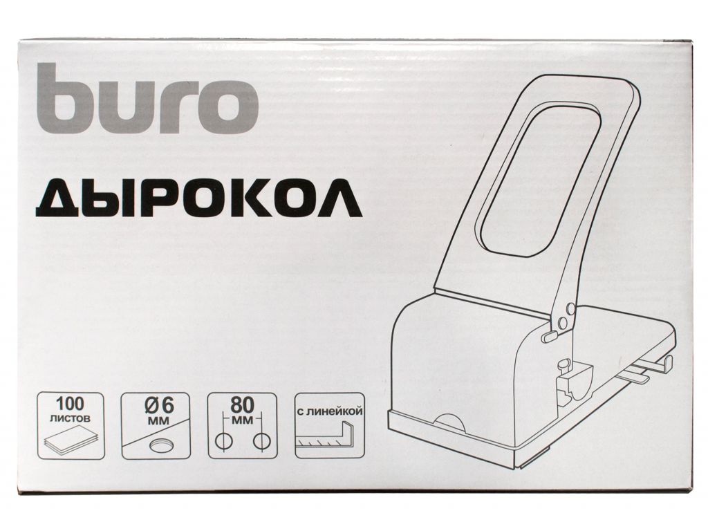 Дырокол Buro Force макс.:100лист. металл черный отв.:2