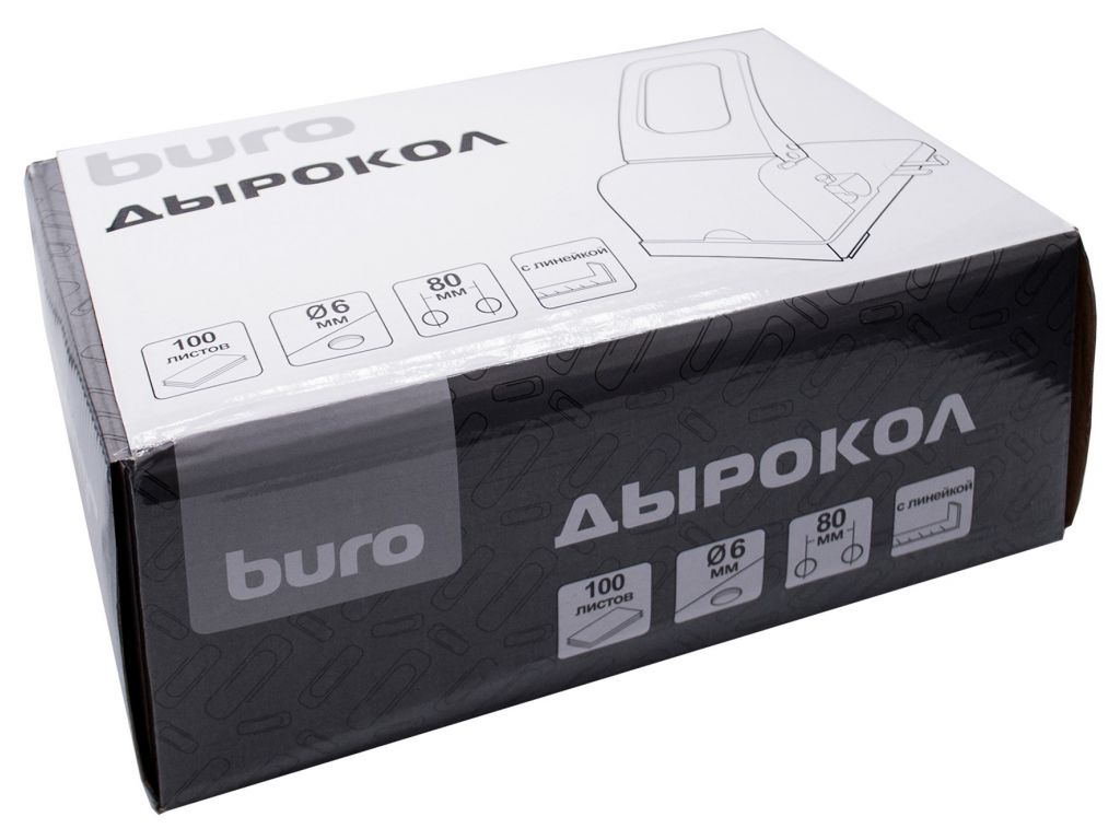 Дырокол Buro Force макс.:100лист. металл черный отв.:2