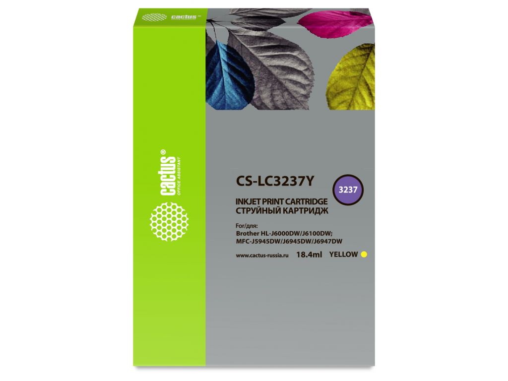 Картридж струйный Cactus CS-LC3237Y желтый (18.4мл) для Brother HL-J6000DW/J6100DW