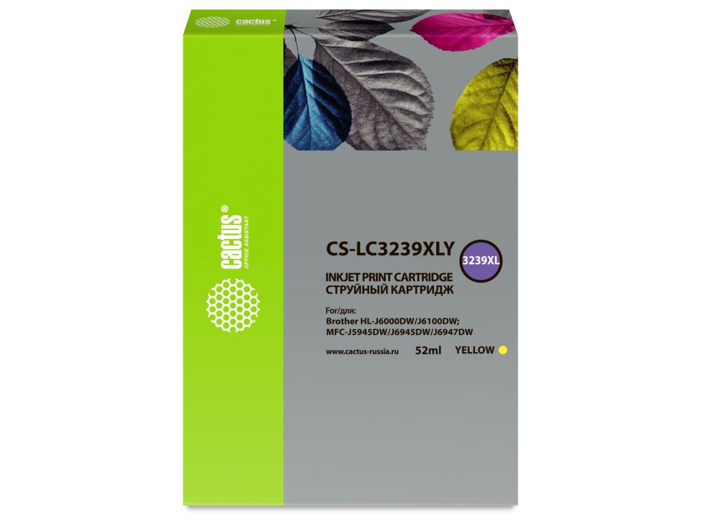 Картридж струйный Cactus CS-LC3239XLY желтый (52мл) для Brother HL-J6000DW/J6100DW