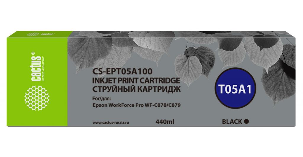 Картридж струйный Cactus CS-EPT05A100 T05A1 черный (440мл) для Epson WorkForce Pro WF-C878/C879
