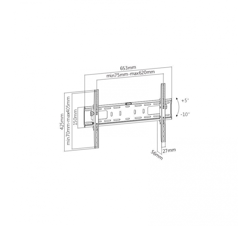 Кронштейн для телевизора Ultramounts UM 842T черный 37"-75" макс.50кг настенный наклон