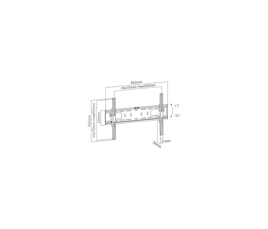 Кронштейн для телевизора Ultramounts UM 842T черный 37"-75" макс.50кг настенный наклон