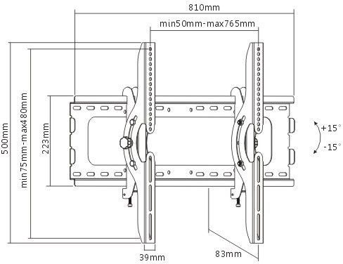 Кронштейн для телевизора Ultramounts UM 843T черный 37"-75" макс.75кг настенный наклон