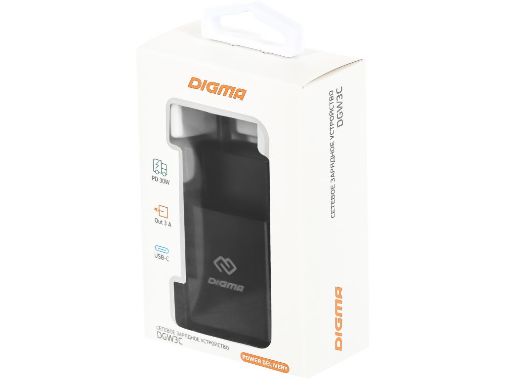 Сетевое зарядное Digma DGW3C (черный)