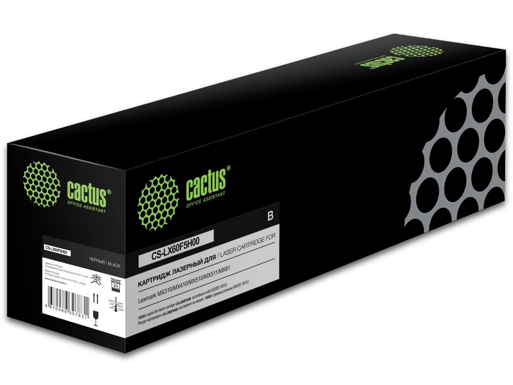 Картридж лазерный Cactus CS-LX60F5H00 60F5H00 черный (10000стр.) для Lexmark MX310/MX410/MX510/MX511