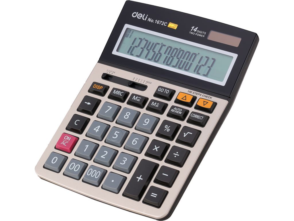 Калькулятор настольный Deli E1672C серебристый 14-разр.