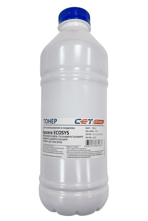 Тонер Cet PK3 CET111102-300 черный бутылка 300гр. для принтера Kyocera ecosys M2035DN/M2535DN/P2135DN, FS-1016MFP/1018MFP