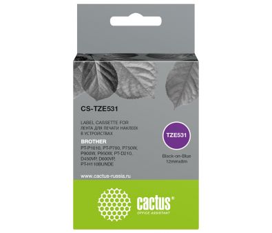   Cactus CS-TZE531 TZe-531   Brother PT-P1010, PT-P700, P750W, P900W, P950W, PT-D210, D450VP, D600VP, PT-H110BUNDE
