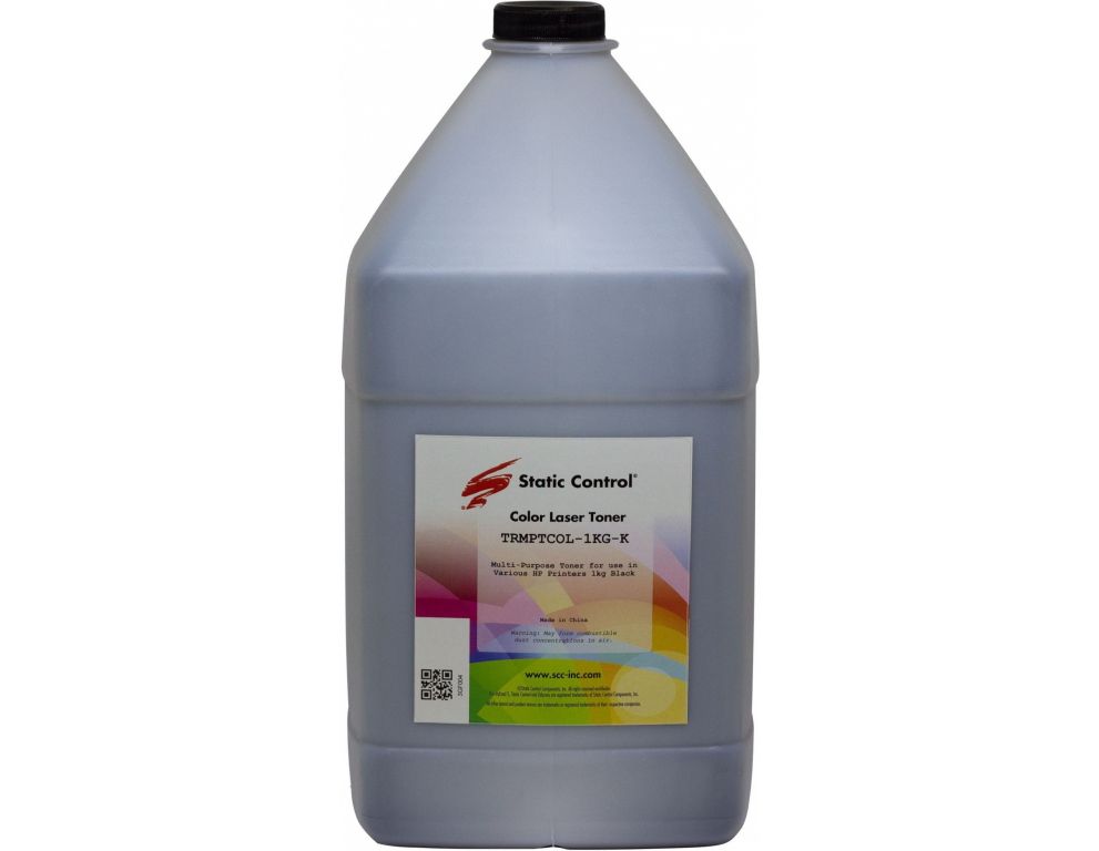 Тонер Static Control TRMPTCOL-1KG-K черный флакон 1000гр. для принтера HP CLJCP1515/Canon MF8330