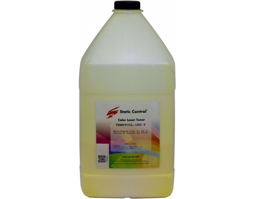 Тонер Static Control TRMPTCOL-1KG-Y желтый флакон 1000гр. для принтера HP CLJCP1515/Canon MF8330