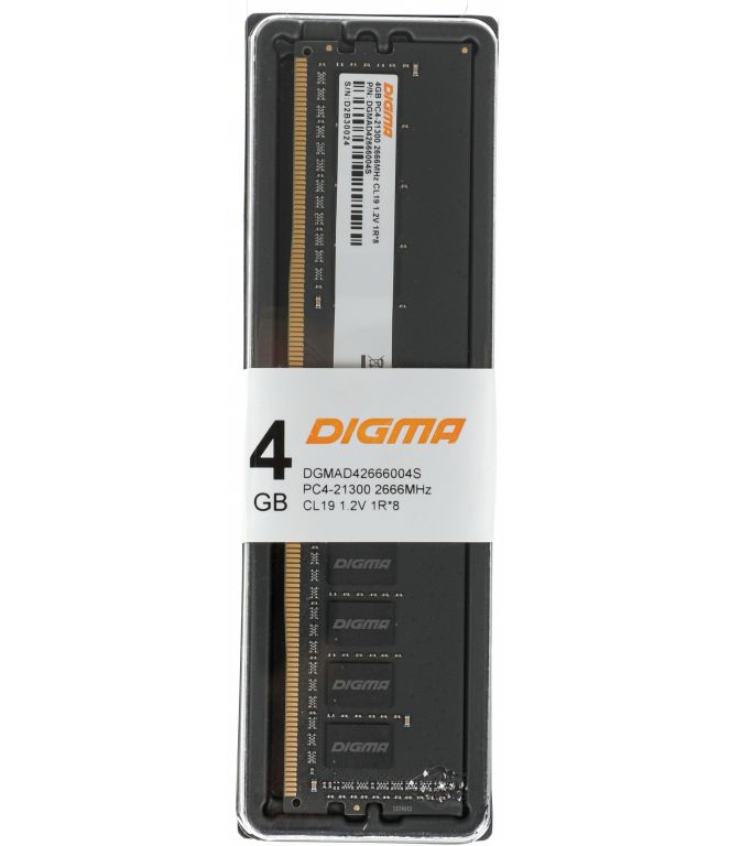 Оперативная память Digma 4ГБ DDR4 2666 МГц DGMAD42666004S