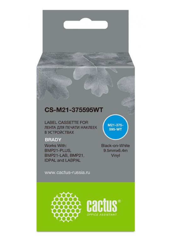 Картридж ленточный Cactus CS-M21-375595WT черный для Brady BMP21-PLUS, BMP21-LAB