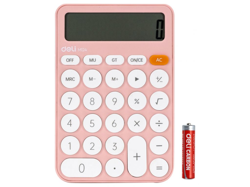 Калькулятор настольный Deli EM124PINK розовый 12-разр.