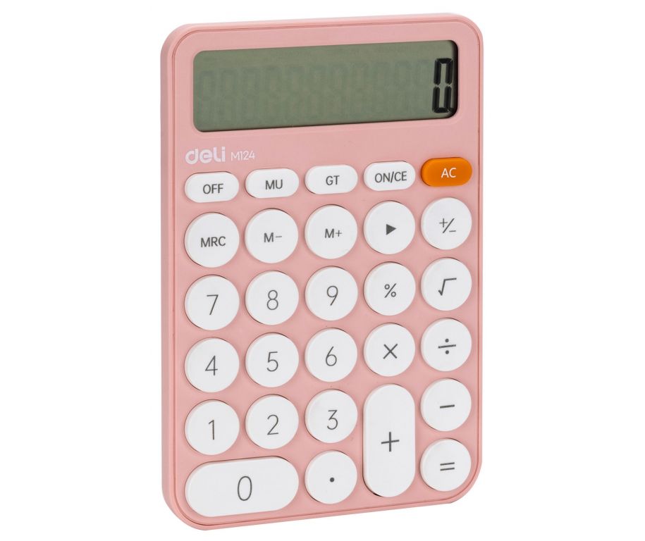 Калькулятор настольный Deli EM124PINK розовый 12-разр.