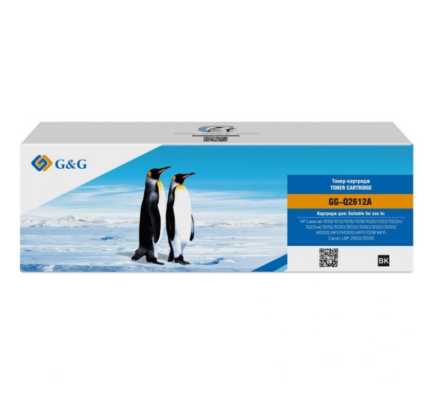 Картридж лазерный G&G GG-Q2612A черный (2000стр.) для HP LJ 1010/1012/1015/1018/1020/1020Plus/1022/3015/3020