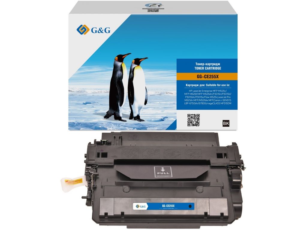 Картридж лазерный G&G GG-CE255X черный (12500стр.) для HP LJ Enterprise MFP M525c/P3015n/LJ Pro M521dn MFP