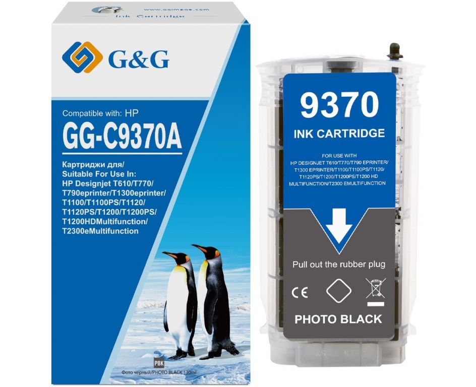 Картридж струйный G&G GG-C9370A фото черный (130мл) для HP Designjet T610/T770/T790eprinter/T1300eprinter/T1100