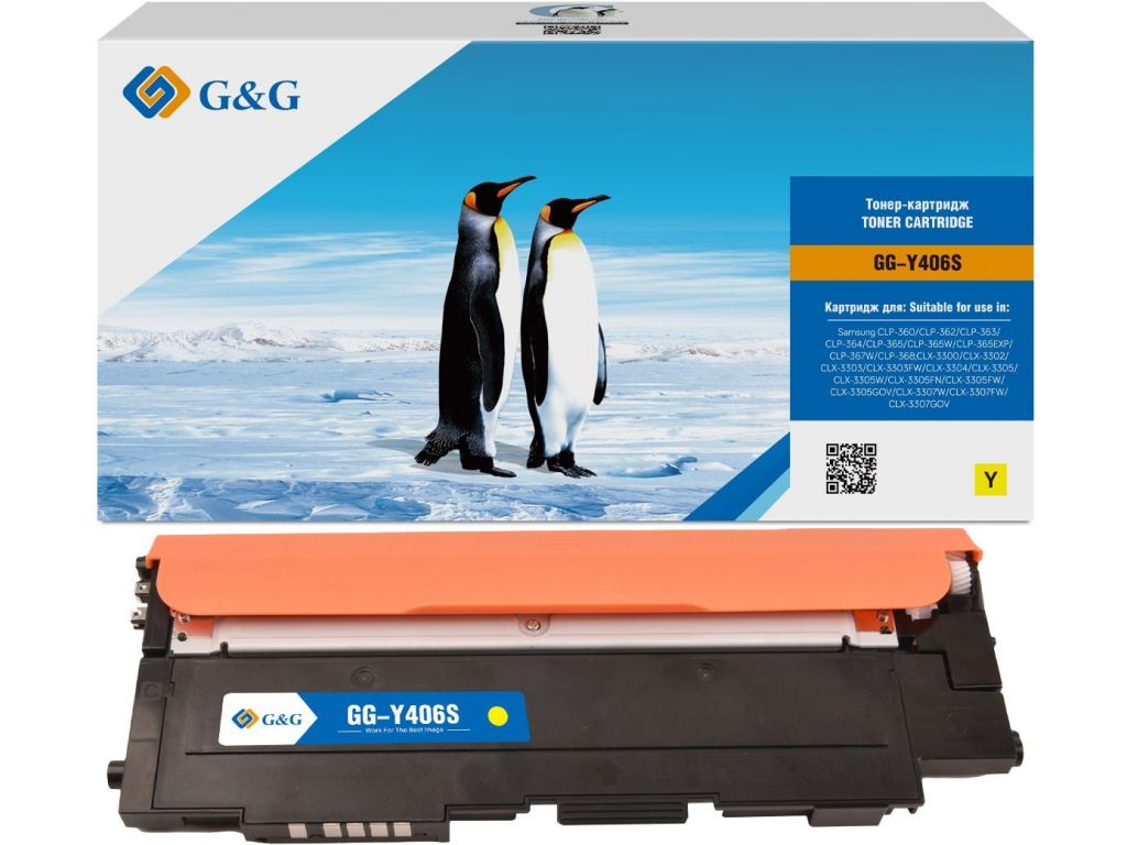Картридж лазерный G&G GG-Y406S желтый (1000стр.) для Samsung CLP-360/365/CLX-3300/3305