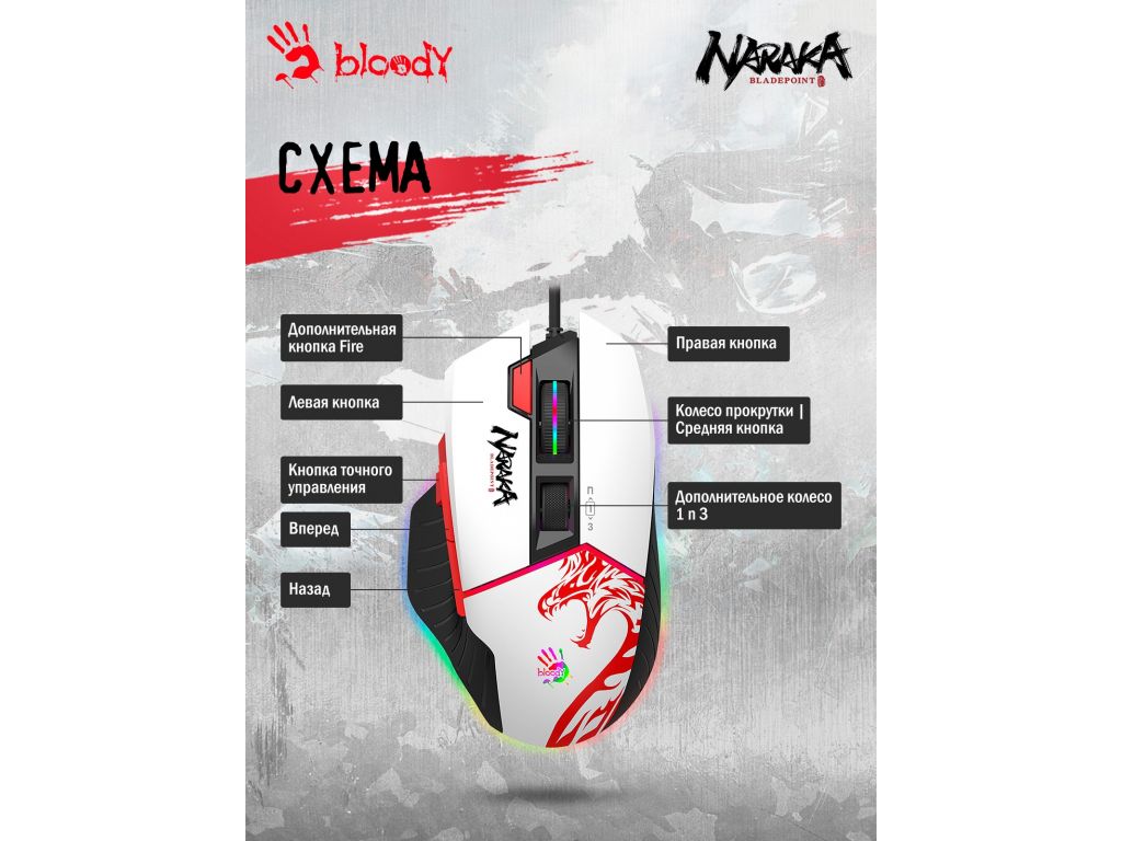 Игровая мышь A4Tech Bloody W95 Max Naraka