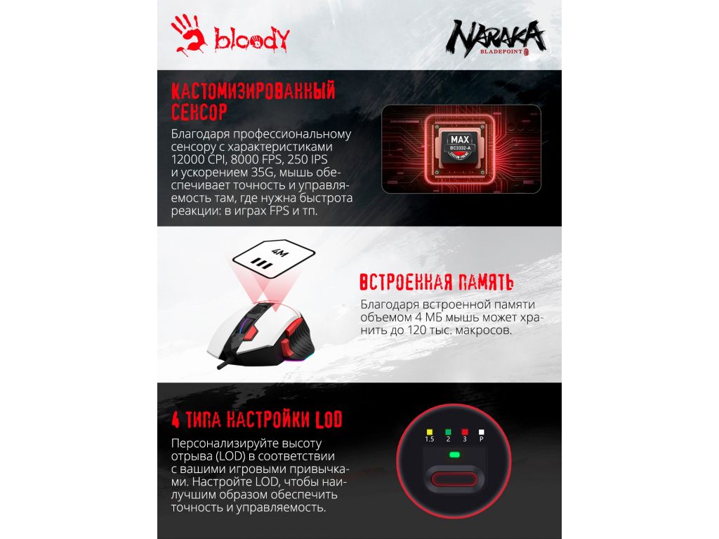 Игровая мышь A4Tech Bloody W95 Max Naraka