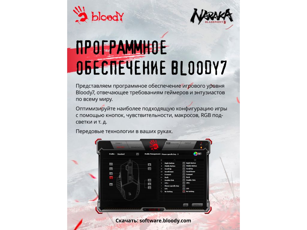Игровая мышь A4Tech Bloody W95 Max Naraka