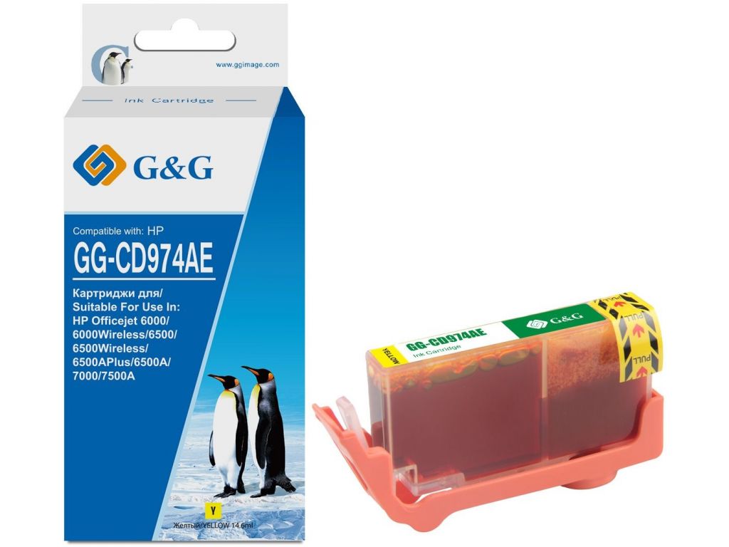 Картридж струйный G&G GG-CD974AE желтый (14.6мл) для HP Officejet 6000/6000Wireless/6500/6500Wireless