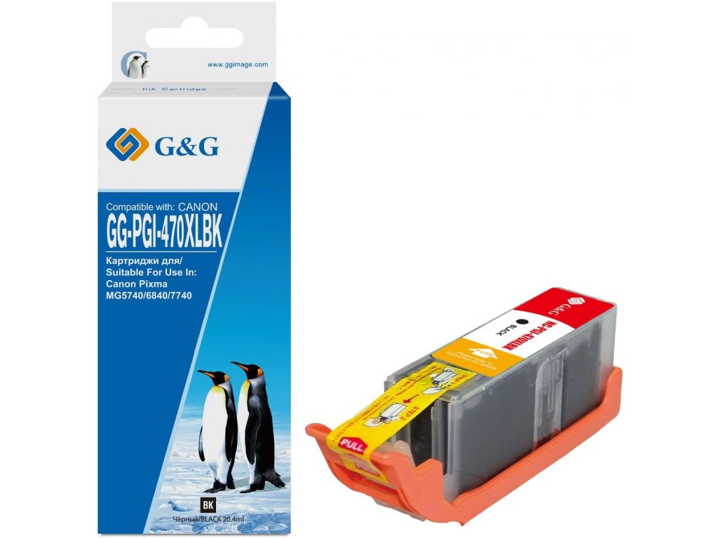 Картридж струйный G&G GG-PGI-470XLBK черный (20.4мл) для Canon MG5740/MG6840/MG7740