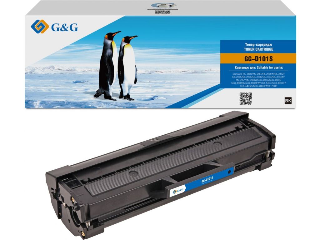 Картридж лазерный G&G GG-D101S черный (1500стр.) для Samsung Samsung ML-2160/ML-2161/ML-2165W/ML-2162/ML-2165/ML-2166/ML-2168/ML-2164/ML-2164W/ML-2167/ML-2168W;SCX-3400/SCX-3405/SCX-3405W/SCX-3405FW/SCX-3407/SCX-3400F/SCX-3405F/SCX-3405FW;SF-760P