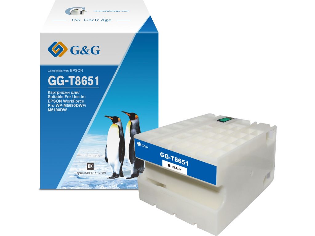 Картридж струйный G&G GG-C13T865140 T8651 черный (176мл) для Epson WorkForce Pro WF-M5690DWF/M5190DW