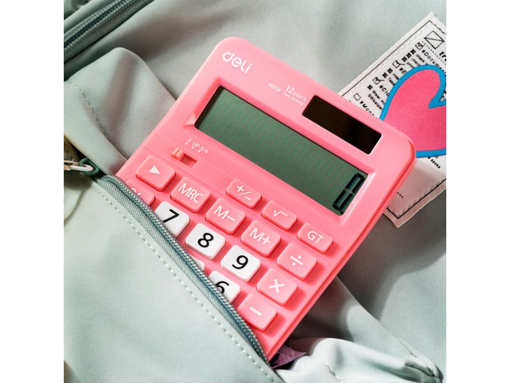 Калькулятор настольный Deli EM210FPINK розовый 12-разр.