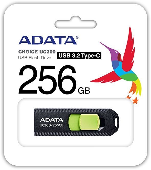 USB Flash ADATA UC300 256GB ACHO-UC300-256G-RBK/GN (черный/зеленый)