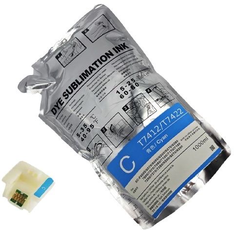 Картридж струйный Cactus CS-EPT7412 T7412 голубой (1000мл) для Epson SureColor SC-F6000/6200/7000