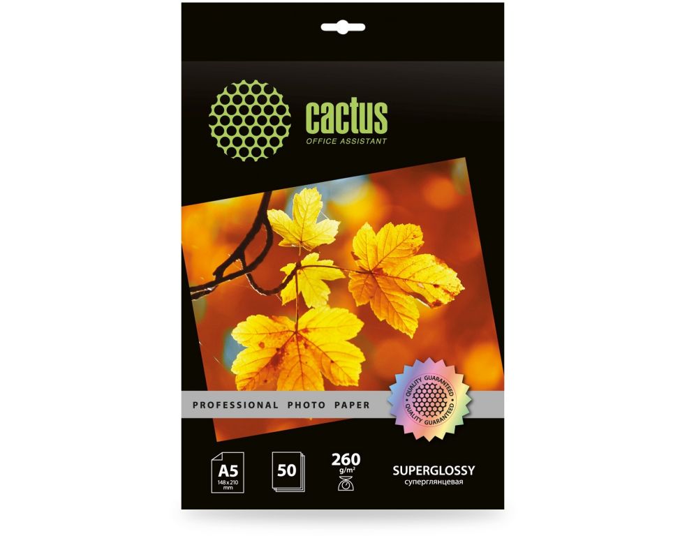 Фотобумага Cactus Prof CS-HGA526050 A5/260г/м2/50л./белый глянцевое для струйной печати